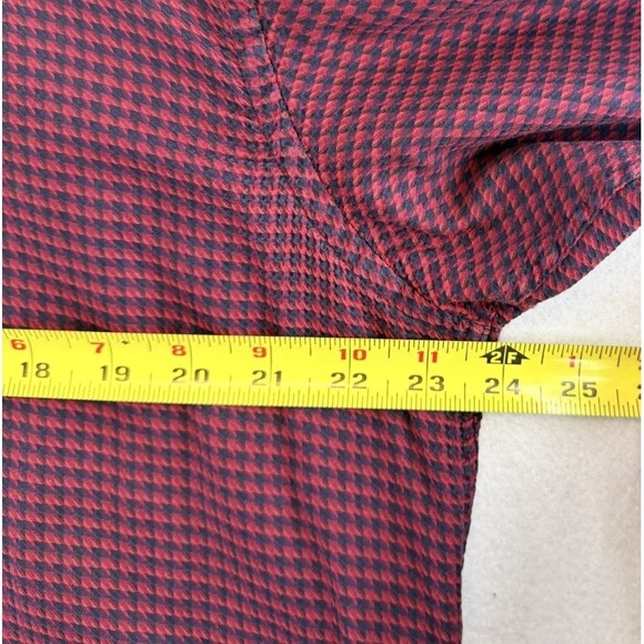 Luchiano Visconti Shirt Men XL Maroon Navy Houndstooth Long Sleeve Button Up - Picture 5 of 9
